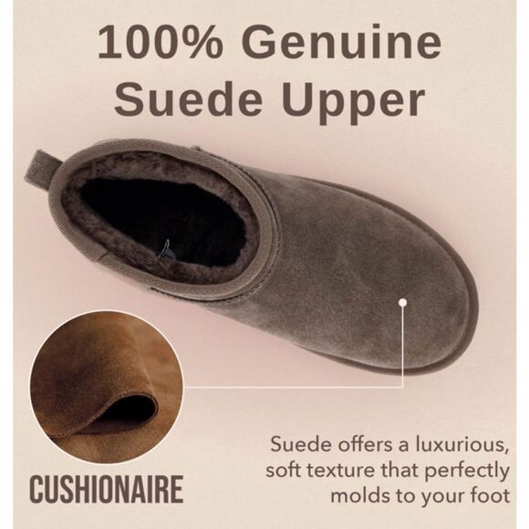 CushionaireβHippy Womenβs Suede Platform Ankle Boots Taupe Size 8.5 New - Picture 11 of 12